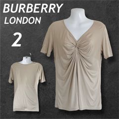 BURBERRY LONDON バーバリーロンドン レディース ギャザー半袖カットソー 2 刺繍ロゴ B1P52-122-40 三陽商会 ベージュ系 (F032)★