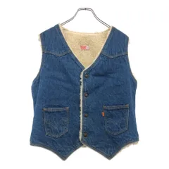 80年代 USA製 Levi's リーバイス デニムボアベスト オレンジタブ ブルー(メンズ MEDIUM)中古 古着 V1245