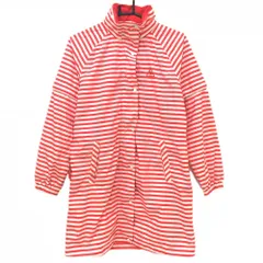 ルコックゴルフ 2WAYレインワンピース レッド×白 ボーダー 袖着脱可 フード収納可  レディース L ゴルフウェア le coq sportif