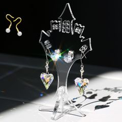 ポストタイプピアス＆オリジナルSWAROVSKIピアス◆お城のピアススタンド付！◆セット品◆かわいいピアススタンド◆