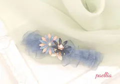 ふんわりブルーグレーリボンのバレッタ