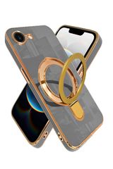 【人気商品】グレー 1個入り スマホケース ハイブリッド8 耐衝撃 ワイヤレス充電 カバー レンズ保護 スタンド リング MagSafe対応 ケース 16e iPhone シズカウィルRe