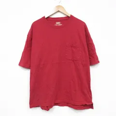 XL/古着 半袖 Tシャツ メンズ 胸ポケット付き 大きいサイズ コットン クルーネック 赤 レッド 25sep01 中古