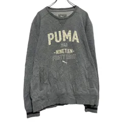 PUMA プリント スウェット トレーナー M グレー ホワイト プーマ 古着卸 アメリカ仕入 a603-5018