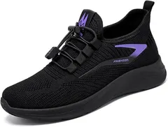 Le Li Ca [レリカ] カジュアル 軽量 ランニング 歩きやすい ウォーキング レースアップ スニーカー ナース シューズ レディース スポーツ スリッポン 通気性 ジム 疲れにくい 幅広 通学(ブラック,  22.5～23.0 cm)