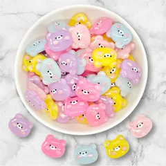 【20個】　ちゅるん　クマ　クリア　デコパーツ　ホイップデコ　トレカケース　ヘアピン　キラキラ　ハンドメイド　パーツ　ワークショップ