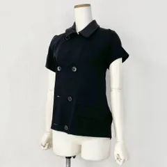39g19 《美品》 BLACK COMME des GARCONS ブラック コムデギャルソン 変形 ダブルジャケット S ブラック 半袖のサムネイル