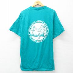 XL/古着 フルーツオブザルーム 半袖 ビンテージ Tシャツ メンズ 90s アディロンダック フットボール コットン クルーネック 青緑 25jul07 