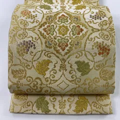 ERIKA 名古屋帯　葡萄の刺繍　淡いアイボリー　上質　No.8-30 2025年最新】葡萄 帯の人気アイテム - メルカリ