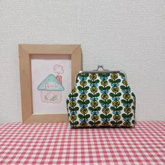 がま口（北欧風＊ペイント ローズ＊イエロー＆アイボリー）