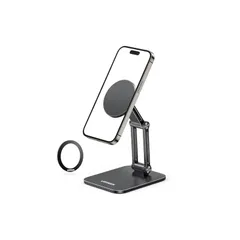 UGREEN スマホスタンド MagSafe対応 卓上用 マグネットスタンド 折り畳める iPhone15 14 13 12シリーズ対応 MagSafeケース対応 三関節調整 アルミニウム合金製 マグセーフスタンド ブラック
