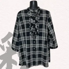 STYLE　ME　スタイルミー　ブラウス　七分丈　チェック柄　ブラック　レース　9号　S-Mサイズ