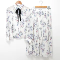 美品 24AW JILLSTUART ジルスチュアート フラワープリントシフォンブラウス ロングスカート セットアップ サイズM/4 アイボリー レディース 古着 中古 USED