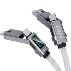 ★PZOZ 充電ケーブル 4in1 LEDディスプレイ 最大対応140W ケーブル USB C to USB C/タイプc to ライトニング/USB A to USB C/USB A to Lightning 5A 急速充電 PD