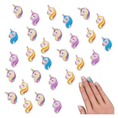 ネイルパーツ 動物 ユニコーン 馬 14ｍｍ ミックス 100個 アニマル うま 混色 3Ｄ 立体 樹脂 貼り付け レジン デコパーツ アクセサリー ハンドメイド 手芸 パーツ BD4010
