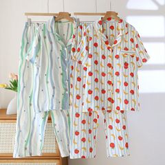 綿100% パジャマセット レディース 即購入OK 春夏 長袖 長パンツ 薄手 ゆるふわ 家着 おしゃれ ノーブラ可 ルームウェア xzxiaoyun408