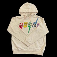 GUCCI グッチ パーカー 白 ラメ スパンコール カラフル メンズ Mサイズ GUCCI グッチ パーカー 白 マルチカラー ラメ スパンコール