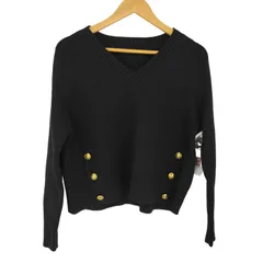 タラジャーモン TARA JARMON Pull Promesse Noir en laine 金釦 Vネックニット レディース 表記無 のサムネイル
