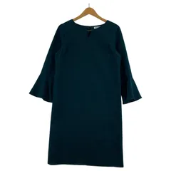 NATURAL BEAUTY BASIC ナチュラルビューティーベーシック スリットネック 長袖 ワンピース sizeS/ダークグリーン