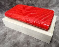 【新品】高級クロコダイル財布 レッド ヘンローン社製 35万円相当 プレゼントにも◎ 木箱付き