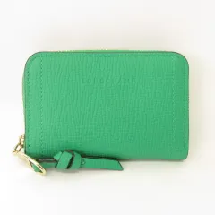 ロンシャン LONGCHAMP 美品 財布 コインケース 小物入れ カードケース レザー フランス製 緑 グリーン ☆AA★のサムネイル
