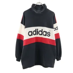 アディダス 80s 日本製 デサント製 ヴィンテージ 長袖 ハイネック スウェット トレーナー M-L 黒 adidas メンズ