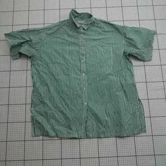 ◇ ⊂ SM2 サマンサ モスモス ストライプ柄 半袖 柄入りシャツ サイズF グリーン系 レディース E  【1509190034493】