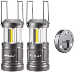 AUKELLY 2個セットランタン 電池式 led キャンプ ランタン電池式 折り畳み式 テントライト スライド式 COBランタン マグネット式 キャンプランタン 携帯型 ポータブル テントライト乾電池式 停電 登山 夜釣り ハイキング(グレー)