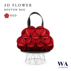 新品・未使用 バッグ ショルダーバッグ ボストンバック 2WAY【フラワーボストンバッグ/レッド】ネオプレン 花 フラワー ハンドバッグ BG-24