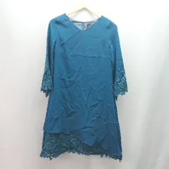 ◇ RUIRUE<!-利用不可文字-!>BOUTIQUE バックファスナー レース パーティードレス 長袖 ロング ワンピース サイズM ブルー レディース E  【1310130027334】