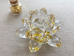 クリスタルガラス　蓮　イエロー　手元供養　仏具　風水　清らかな花　仏壇