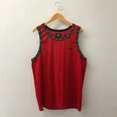 stussy ストックロゴ　メッシュ　タンクトップ　ゲームシャツ　old 黒赤 STUSSY × champion タンクトップ ◎コラボ ロゴ ゲームシャツ