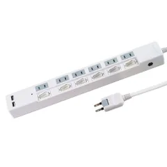 【最短発送】自動IC搭載) USBポート2口(合計3.4A出力 ACコンセント6個口 電源タップ (1m USB充電ポート付き ホワイト) スタイルド
