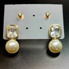 (15)パールピアス 人工ダイヤ ジルコニアピアス 4点セット