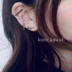 【棘のフェイクインダストリアル 】 地雷系 量産型 軟骨 ピアス メンズ シルバー イヤーカフ イヤリング ゴシック メンヘラ 病みかわいい ノンホール パンク インダス