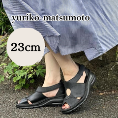 yuriko matsumoto ユリコ マツモト サマーブーツ サンダル レディース 厚底 23 黒 旅行 通勤 仕事