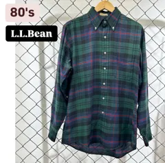80s USA製 エルエルビーン チェック ボタンダウン シャツ カジュアル　ドレスシャツ　メンズ  80年代 LLBEAN ヴィテージ LLビーン ネルシャツ メンズ　古着　ヴィンテージ　アウトドア　アメカジ
