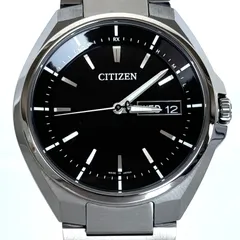 【美品】腕時計　メンズ　シチズン　アテッサ　AT6050-54E 　H100-R007556　電波ソーラー　黒　デイデイト　チタニウム