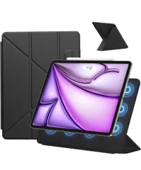 ★SANDUODD iPad Air 13インチ ケース M2/M3 (2024/2025) iPad Pro 12.9インチ ケース 第6/5/4世代(2022/2021/2020）通用 横置＆縦置 角度調整可能  (ブラック)