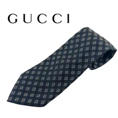 美品 GUCCI ネクタイ GG柄 スクエア ロゴ ブラック ブラウン