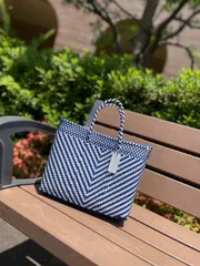 新品 大人気オアハカ産 メルカドバッグ メキシコ XSサイズ ホワイト ブルー