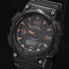 30 稼動 CASIO 時計 メンズ アナデジ ソーラー時計 ブラック オレンジ 