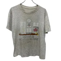 半袖 プリントTシャツ ホワイトグレー プルオーバー ビッグプリント アメリカ製 古着卸 アメリカ仕入 a705-6841