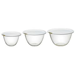 【人気商品】kitchen BUONO マルチ 2200ml 1500ml ボール 900ml クリア 3個セット ボウル 日本製 耐熱ガラス製 レンジフタ付き MXPF-4904-W HARIO(ハリオ)