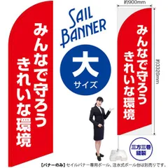 セイルバナー（大サイズ） みんなで守ろう きれいな環境（赤）【受注生産品 7～8営業日内に発送】