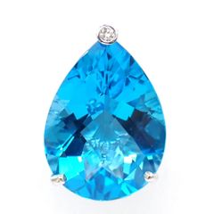 K18WG ホワイトゴールド　ブルートパーズ 21.03ct ダイヤモンド 0.04ct ペアーシェイプ　 ペンダント　トップ　鑑別書付　ダイヤ　中古　美品　質屋