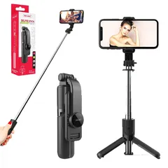 自撮り棒 三脚 軽量 セルカ棒 Bluetooth リモコン付き コンパクト セルフィースティック 折りたたみ セルフィー iPhone Android (ブラック)