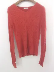 ◇ URBAN RESEARCH ITEMS Vネック リブニット 長袖 カットソー サイズ F レッド レディース E  【1303200005684】