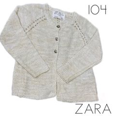 古着　ZARAGIRLS summer collection knitwear サマーガーディガン  4歳　104cm ベージュ ゴールド シンプル 上着 ジャケット 女の子  フォロー割り   C19