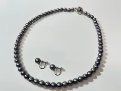 【 パール / ネックレス イヤリング 】黒蝶真珠 K14WG Silver